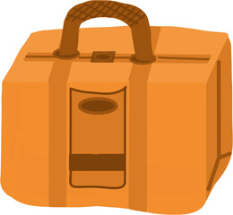 Suitcase, backpack for things, luggage bag, for vacation and travel, color drawing, on a transparent background