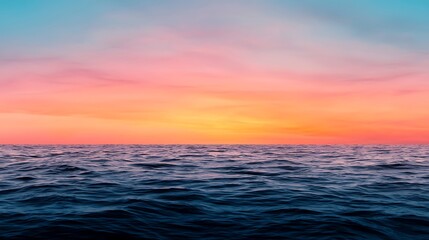 Serene Sunset Over Calm Ocean Horizon