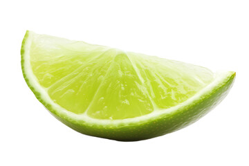Juicy slice of lime on white or transparent background