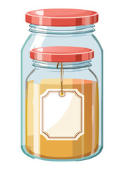 Kitchen Preserve Jar with Red Lid Blank Tag - Vector Illustration