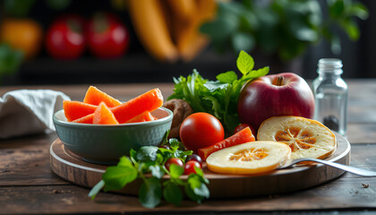 Wholesome meals with natural ingredients for optimal well-being, Backlit. with white shades