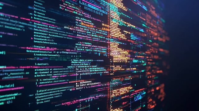 Abstract Digital Code Stream: A vibrant visualization of programming code, showcasing the beauty and complexity of software development.