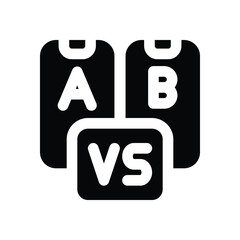 ab testing glyph icon. Strong and solid vector icon for websites, mobile interfaces, presentations, and visual branding. High quality and easy to edit.