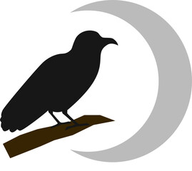 bird on a branch looking at the moon