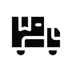 delivery truck glyph icon. Strong and solid vector icon for websites, mobile interfaces, presentations, and visual branding. High quality and easy to edit.