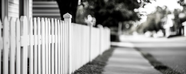 White picket fence along a residential street