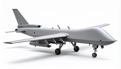 Obraz premium Side View Mockup of a Military UAV Drone on White Background