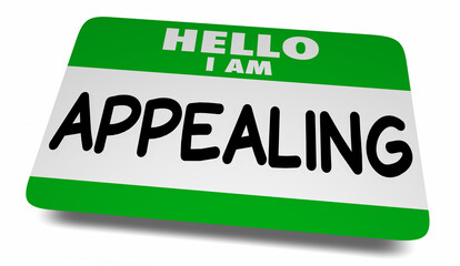 Hello I Am Appealing a Decision Name Tag Sticker Asking to Reconsider 3d Illustration