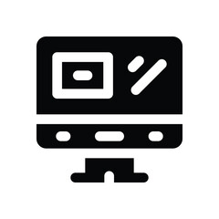 monitor glyph icon. Strong and solid vector icon for websites, mobile interfaces, presentations, and visual branding. High quality and easy to edit.