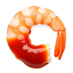 Asian shrimp cocktail with sauce on transparent background