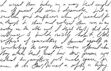Unreadable handwriting text. Vector calligraphy illegible paragraph. Ink scrawl note.