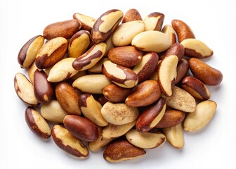 Obraz premium A Delicious and Nutritious Heap of Brazil Nuts on a White Surface