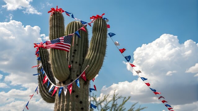 Patriotic Cactus 4th Of July Illustration