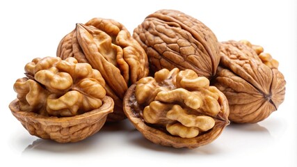 An enticing close up of walnuts showing the kernel and shells details