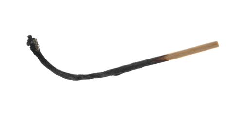 Burned match isolated on white, clipping path 
