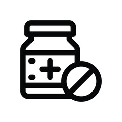 pill bottle line icon. Clean and minimalist vector icon for websites, mobile apps, presentations, and logos. Fully scalable and customizable for any project.