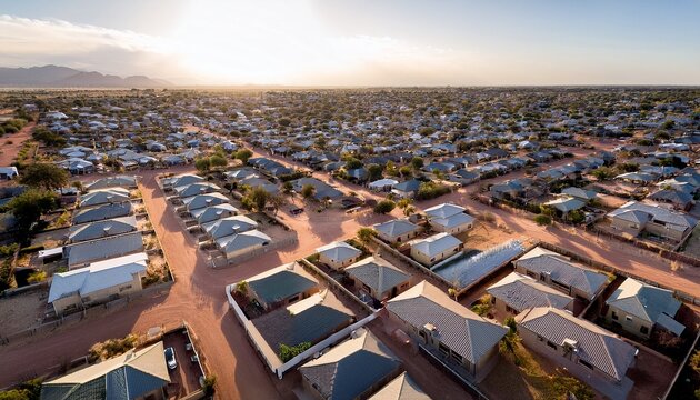 aerial view residential area in gaborone botswana modern new houses developed in the area