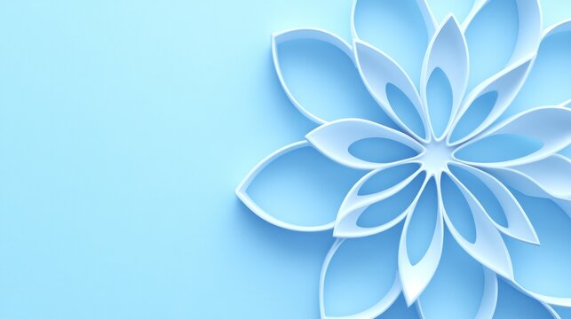 Abstract blue layered flower design minimalist 3 d background