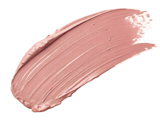 Soft dusty pink paint stroke isolated with transparency, matte textured brush dab in muted rose tone