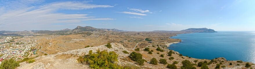 Obraz premium View towards Kapsel valley from Alchak cape, Sudak, Crimea.