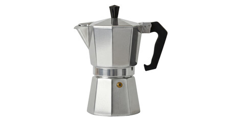 Isolated Classic Silver Moka Pot Espresso Maker