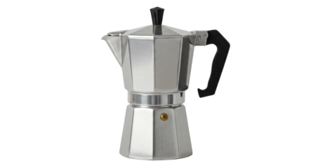 Isolated Classic Silver Moka Pot Espresso Maker