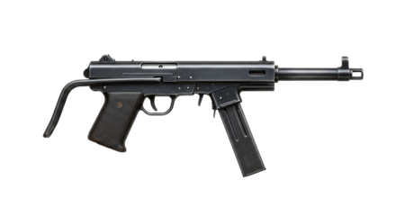 Isolated Submachine Gun Black Military Weapon