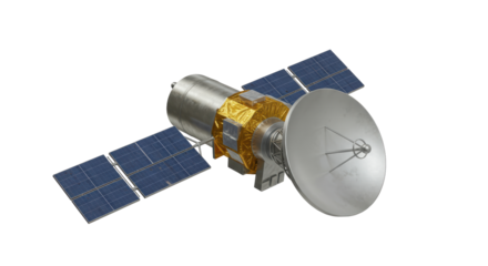 Isolated Satellite Orbiting with Solar Panels and Antenna