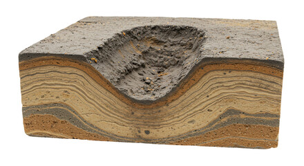 Isolated Cross Section of Ground with Tire Track Rut