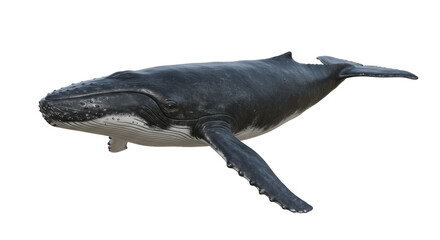 Isolated Humpback Whale Swimming Gracefully © Laura