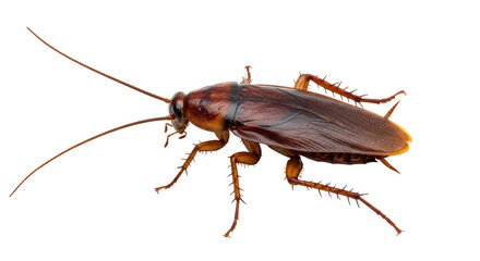 Isolated American Cockroach Perched with Visible Antennae and Legs