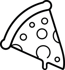 Pizza Slice Outline Icon - Classic Fast Food Symbol on transparent background