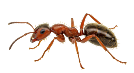 Isolated Detailed Red Ant with Visible Mandibles
