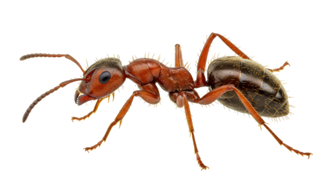 Isolated Detailed Red Ant with Visible Mandibles