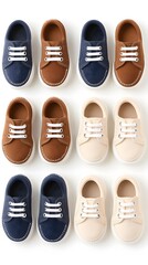 Symmetrical Arrangement of Baby Shoes in Various Colors