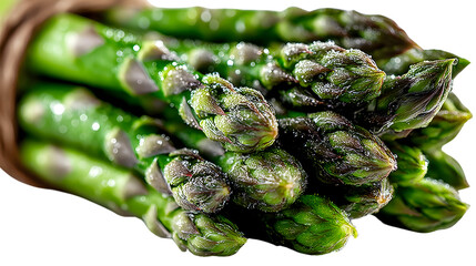 Fresh Green Asparagus Spears Closeup Macro Shot of Juicy Vegetables