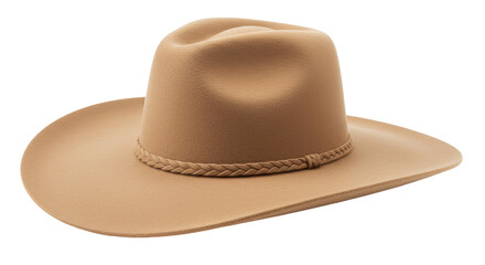 Isolated Wide Brimmed Cowboy Hat with Braided Band