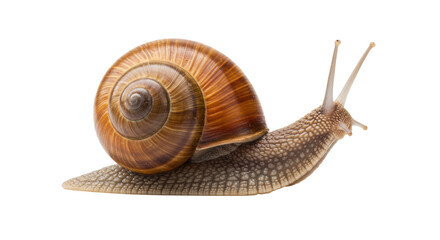 Isolated Garden Snail Crawling with Textured Shell