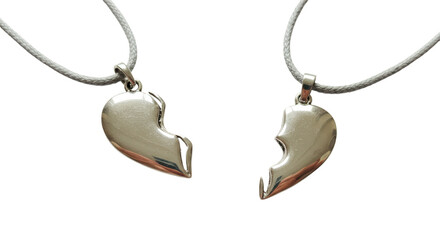 Isolated Broken Heart Pendants for Couples