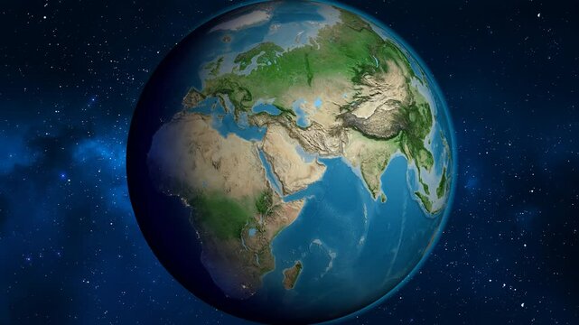 Saudi Arabia on the globe. Outline. Satellite map. No labels