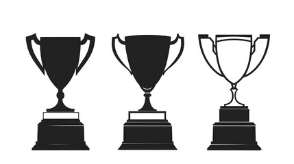 Fototapeta premium Three Classic Trophy Silhouettes Award Winning Competition Success