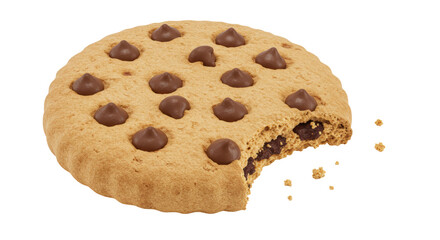 Isolated Chocolate Chip Cookie with Bite Taken