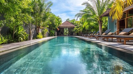 Obraz premium Tropical Poolside Oasis