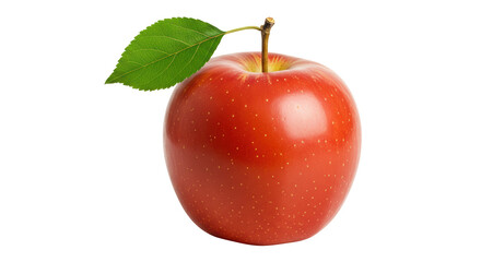 Isolated Ripe Red Apple with Green Leaf