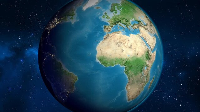 Senegal on the globe. Outline. Satellite map. No labels