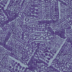 Indigo blue distress abstract seamless pattern. Fabric texture linen for masculine home decor. Cover and trendy fashion boro print in asian Japan fusion style.