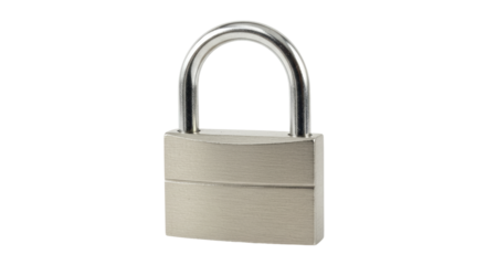 Isolated Silver Padlock Security Device