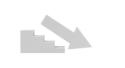 Isolated Arrow Pointing Down Stairs Symbol