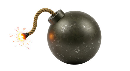 Isolated Bomb with Lit Fuse Explosion