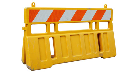 Isolated Yellow and White Road Barrier